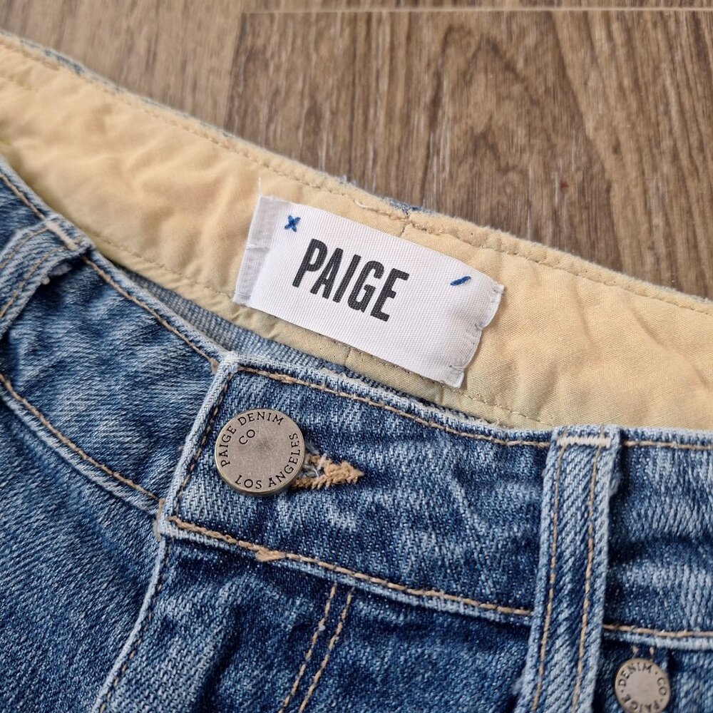 💙 Paige Skyline Ankle Pegs Denim Jeans Size 28 Distressed Comfy Casual - Picture 6 of 8